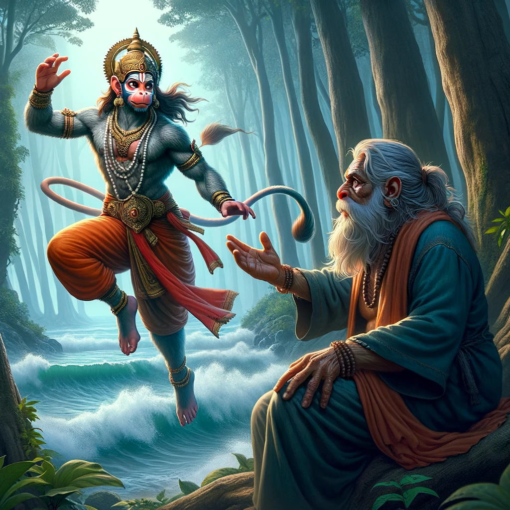Hanuman Requested to Jump Across the Ocean